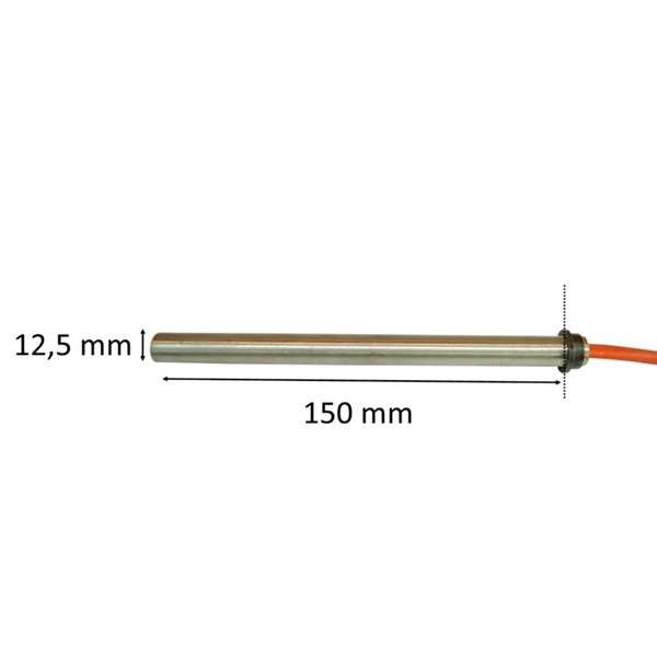 Igniter with flange for pellet stove: 12,5 mm x 150 mm 350 Watt